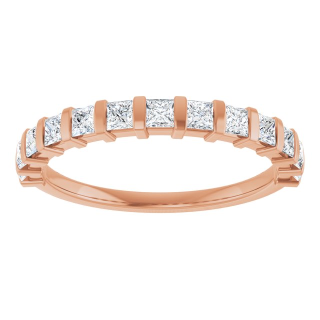 14K Rose Gold 5/8 CTW Asscher-Cut Diamond Anniversary Ring