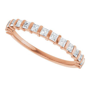 14K Rose Gold Asscher-Cut Diamond Anniversary Ring with 5/8 CTW Natural Diamonds