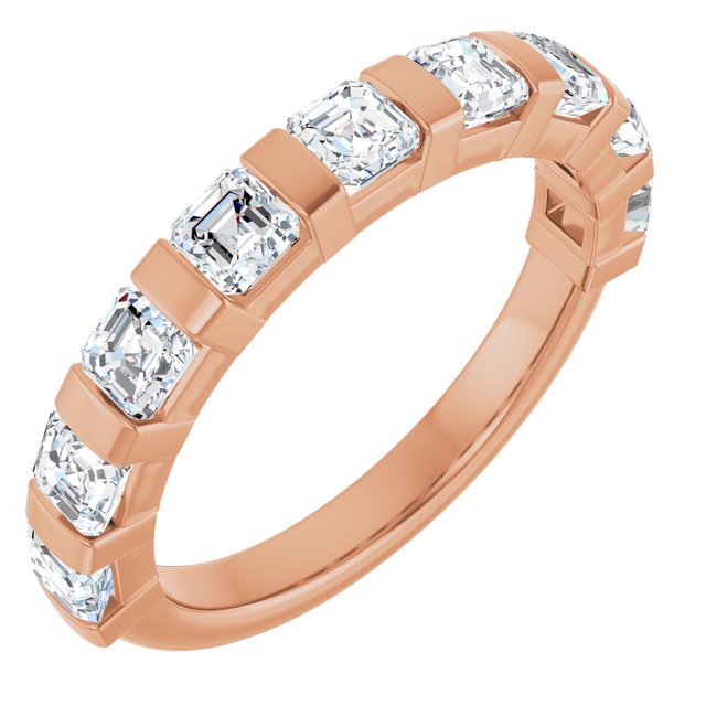 14K Rose Gold 5/8 CTW Asscher-Cut Diamond Anniversary Ring