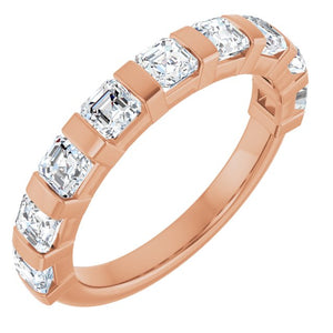 14K Rose Gold Asscher-Cut Diamond Anniversary Ring with 5/8 CTW Natural Diamonds