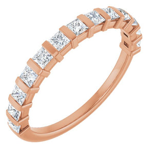 14K Rose Gold Asscher-Cut Diamond Anniversary Ring with 5/8 CTW Natural Diamonds