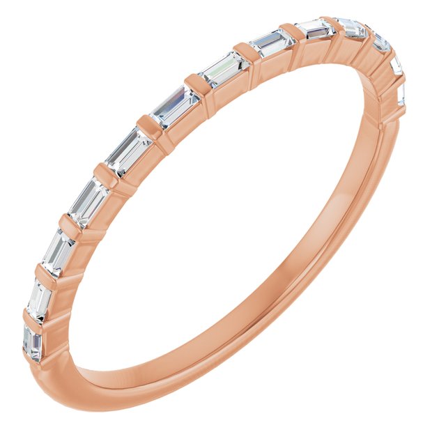 14K Rose Gold 5/8 CTW Asscher-Cut Diamond Anniversary Ring