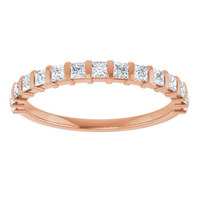 14K Rose Gold 5/8 CTW Asscher-Cut Diamond Anniversary Ring