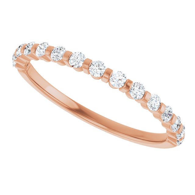 14K Rose 5/8 CTW Natural Diamond Anniversary Band