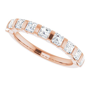 14K Rose Gold Asscher-Cut Diamond Anniversary Ring with 5/8 CTW Natural Diamonds