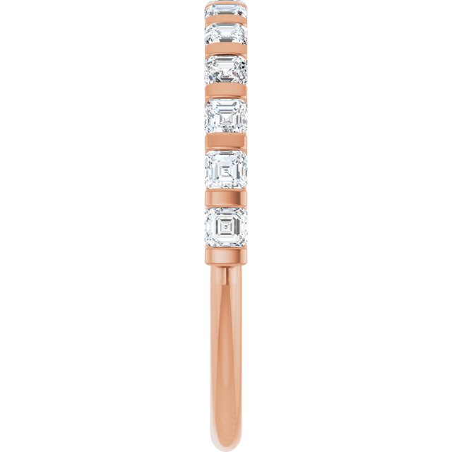 14K Rose Gold 5/8 CTW Asscher-Cut Diamond Anniversary Ring