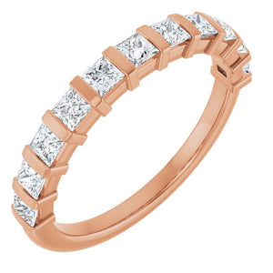 14K Rose Gold Asscher-Cut Diamond Anniversary Ring with 5/8 CTW Natural Diamonds