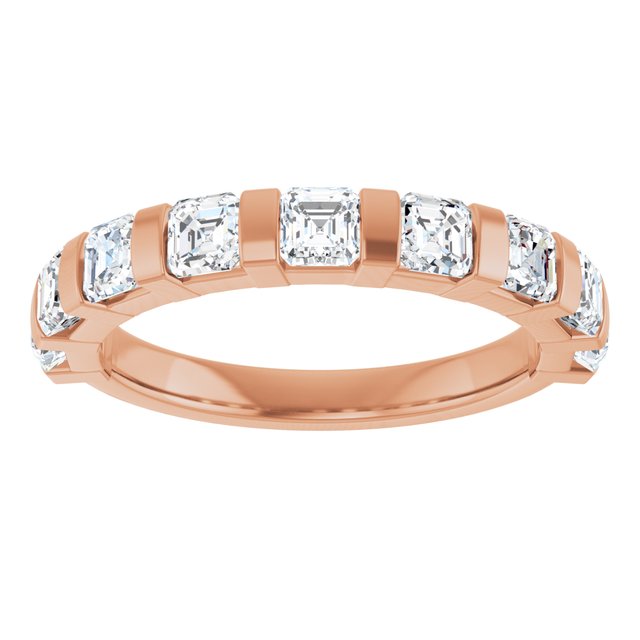 14K Rose Gold 5/8 CTW Asscher-Cut Diamond Anniversary Ring