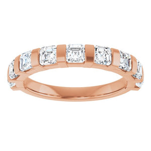 14K Rose Gold Asscher-Cut Diamond Anniversary Ring with 5/8 CTW Natural Diamonds