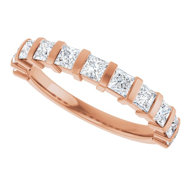 14K Rose Gold 5/8 CTW Asscher-Cut Diamond Anniversary Ring