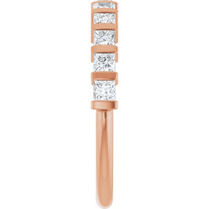 14K Rose Gold Asscher-Cut Diamond Anniversary Ring with 5/8 CTW Natural Diamonds