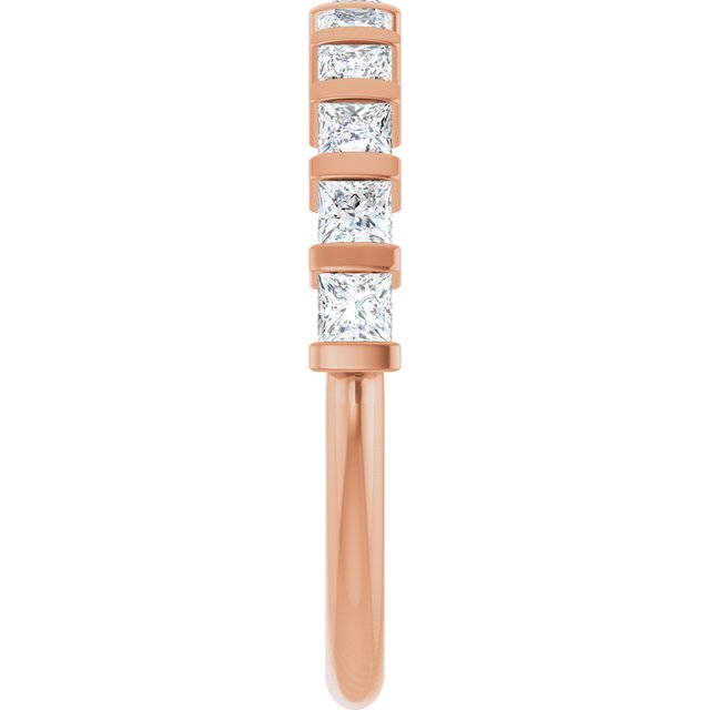 14K Rose Gold 5/8 CTW Asscher-Cut Diamond Anniversary Ring