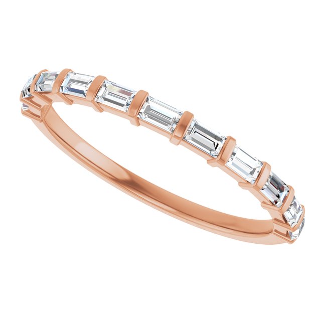 14K Rose Gold 5/8 CTW Asscher-Cut Diamond Anniversary Ring