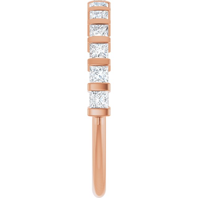 14K Rose Gold 5/8 CTW Asscher-Cut Diamond Anniversary Ring