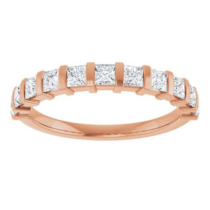 14K Rose Gold Asscher-Cut Diamond Anniversary Ring with 5/8 CTW Natural Diamonds