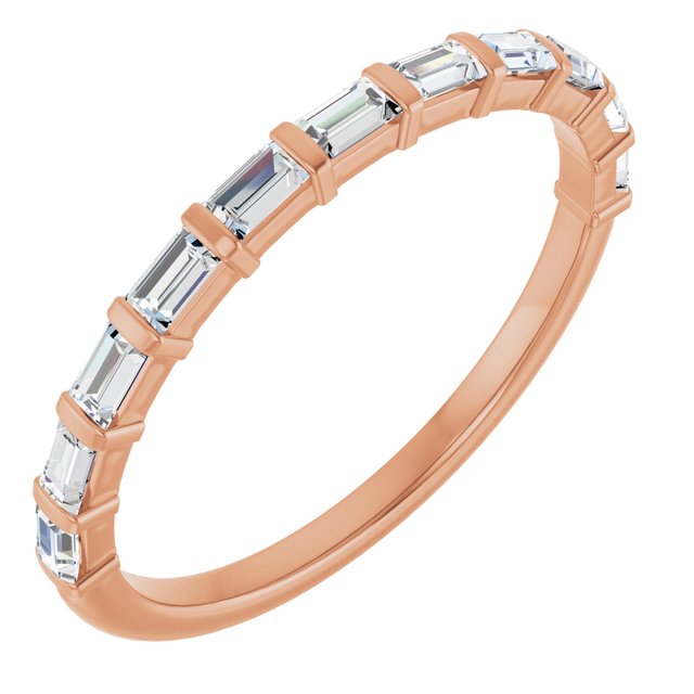 14K Rose Gold 5/8 CTW Asscher-Cut Diamond Anniversary Ring