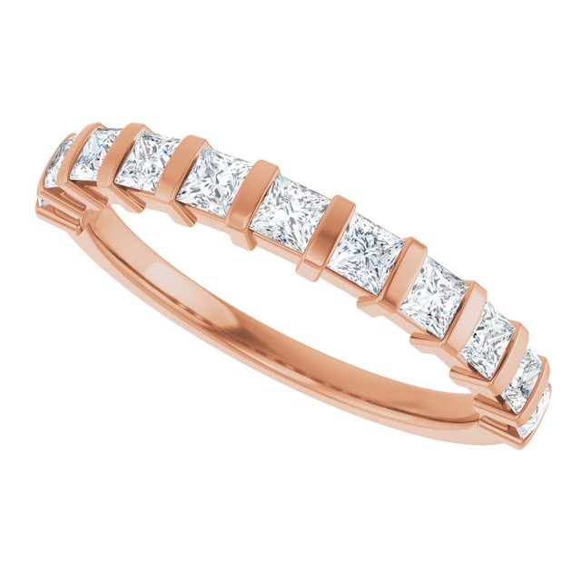 14K Rose Gold 5/8 CTW Asscher-Cut Diamond Anniversary Ring