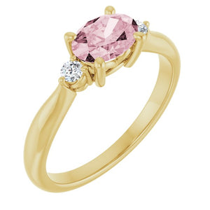 .08 CTW Natural Pink Morganite and Diamond Ring Crafted in 14K Gold & Platinum