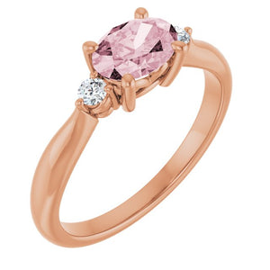 Natural Pink Morganite And .08 Ctw Natural Diamond Ring