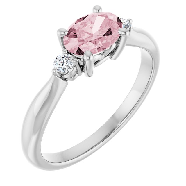 14K Gold & Platinum Natural Pink Morganite and Natural Diamond Ring - Options Available