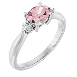 14K Gold & Platinum Natural Pink Morganite and Natural Diamond Ring - Options Available