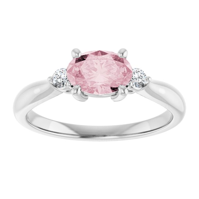 14K Gold & Platinum Natural Pink Morganite and Natural Diamond Ring - Options Available