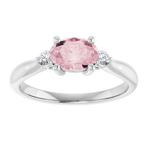 14K Gold & Platinum Natural Pink Morganite and Natural Diamond Ring - Options Available