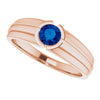 14K White Lab-Grown Blue Sapphire Ring