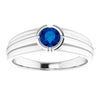 14K White Lab-Grown Blue Sapphire Ring