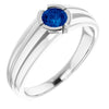 14K White Gold Lab-Grown 5.5 mm Blue Sapphire Ring - Elegant Design