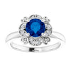 14K White Lab-Grown Blue Sapphire & .04 CTW Natural Diamond Ring