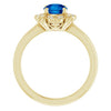 14K White Lab-Grown Blue Sapphire & .04 CTW Natural Diamond Ring