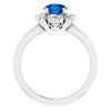 14K White Gold Lab-Grown Blue Sapphire 6mm & Natural Diamond Ring