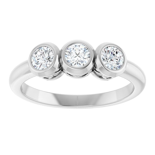 14K Gold, Silver & Platinum Natural Diamond 3-Stone Ring - Options Available