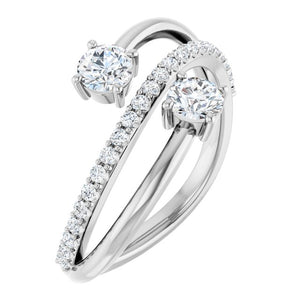 14K Gold Natural Diamond 2-Stone Ring
