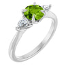 14K White Natural Peridot & 1/4 CTW Natural Diamond Ring