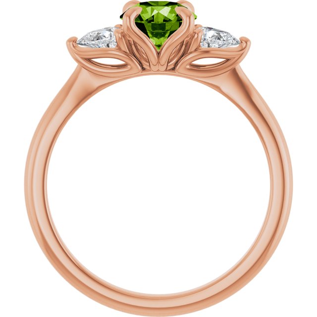 14K White Natural Peridot & 1/4 CTW Natural Diamond Ring