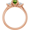 14K White Natural Peridot & 1/4 CTW Natural Diamond Ring