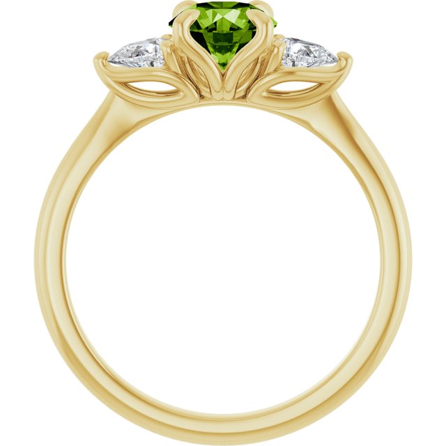 14K White Natural Peridot & 1/4 CTW Natural Diamond Ring