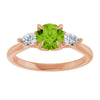 14K White Natural Peridot & 1/4 CTW Natural Diamond Ring