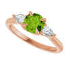 14K White Natural Peridot & 1/4 CTW Natural Diamond Ring