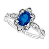 14K White Lab-Grown Blue Sapphire & 1/8 CTW Natural Diamond Ring