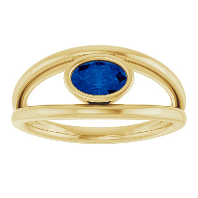 14K White Natural Blue Sapphire Ring