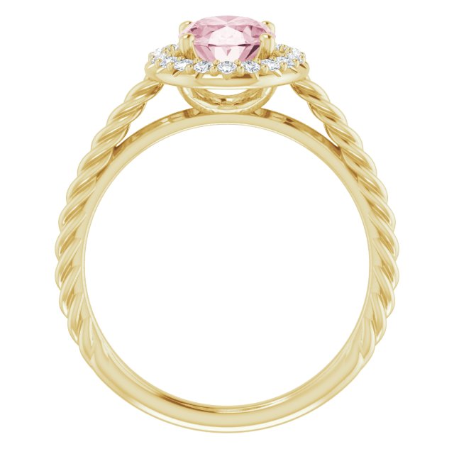 Platinum Oval Natural Pink Morganite & 1/6 CTW Diamond Ring