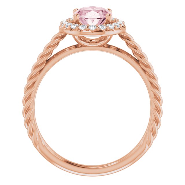 Platinum Oval Natural Pink Morganite & 1/6 CTW Diamond Ring