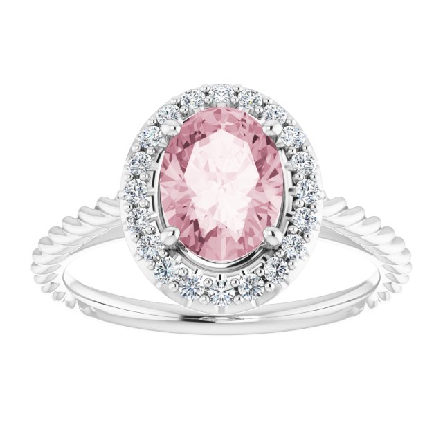 Platinum Natural Pink Morganite & 1/6 CTW Natural Diamond Ring