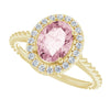 Platinum Oval Natural Pink Morganite & 1/6 CTW Diamond Ring