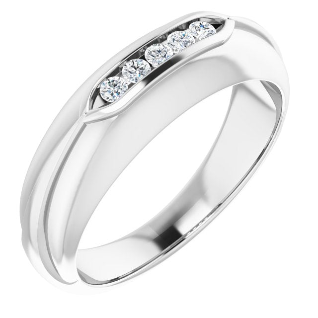 14K White Gold Natural Diamond Ring with 1/6 Carat Total Weight