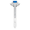 14K White Gold Lab-Grown Blue Sapphire & Natural Diamond Ring