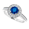 14K White Lab-Grown Blue Sapphire & 1/3 CTW Natural Diamond Ring